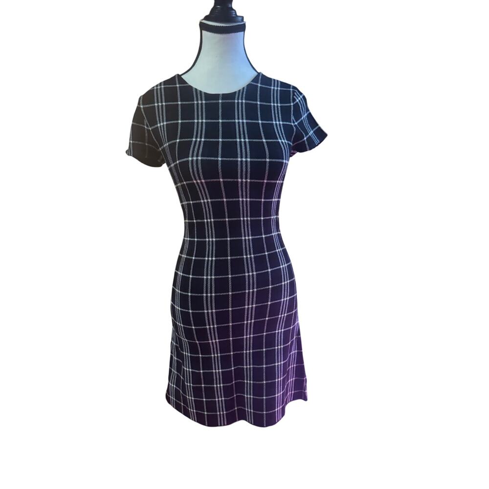 THEORY Dress Womens Sz P (XS) Branteen JP Lustrate Blue Black White  Plaid Mini